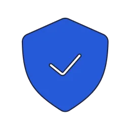 A blue shield icon with a dark check mark